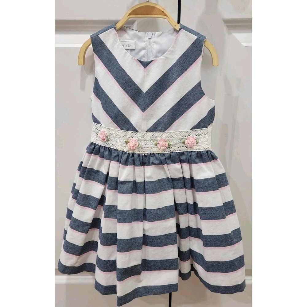 Bonnie Jean Toddler Girls Dress Size 2T Flower Girl Wedding Summer Pink Striped